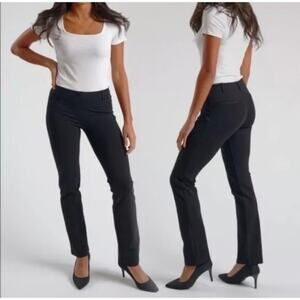 Betabrand Black Work Office Straight‎ Leg Dress Pant Yoga Pant Size Petite Large
